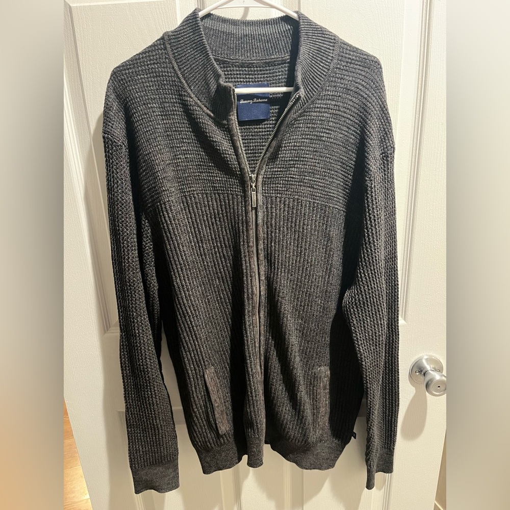 Tommy Bahama Charcoal Zip-Up Sweater